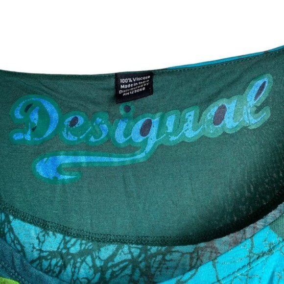 Desigual Teal Short Dolman Sleeve Oversized Top - Picture 8 of 10